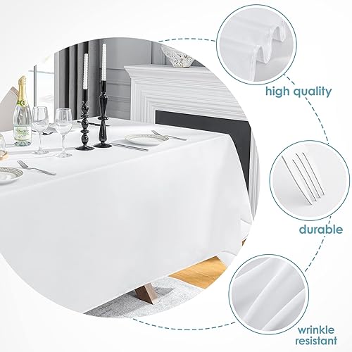 Miniatura 3 de Vidafete Paquete de 10 manteles rectangulares de poliéster de 90 x 156 pulgadas, resistentes a las manchas y a las arrugas, para cocina, comedor,