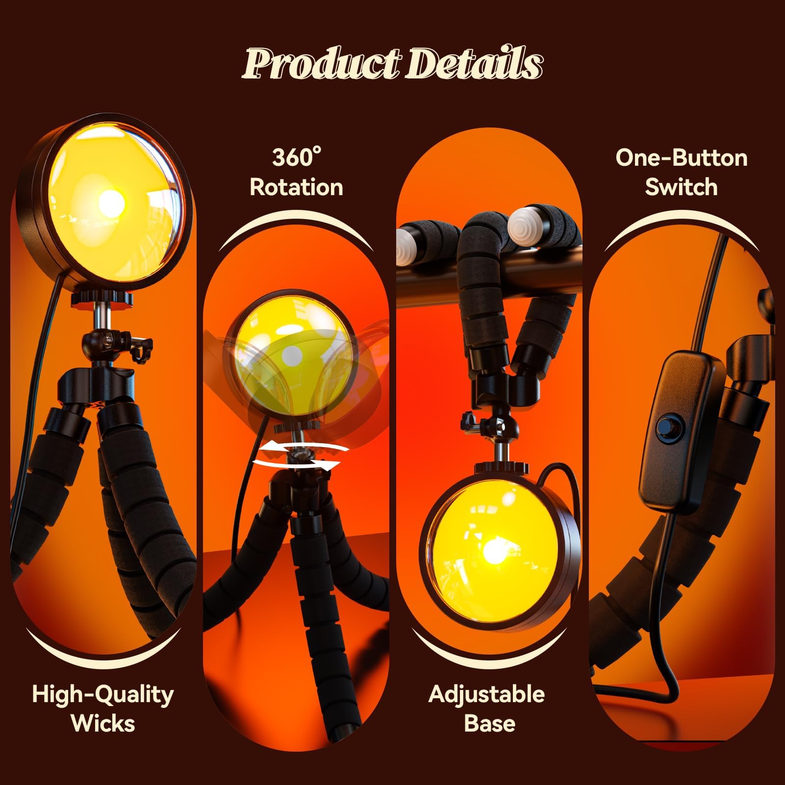 Lampe Coucher De Soleil, Sunset Lamp Par App Contrôle, Lumière De Visuelle Romantique, Lampe