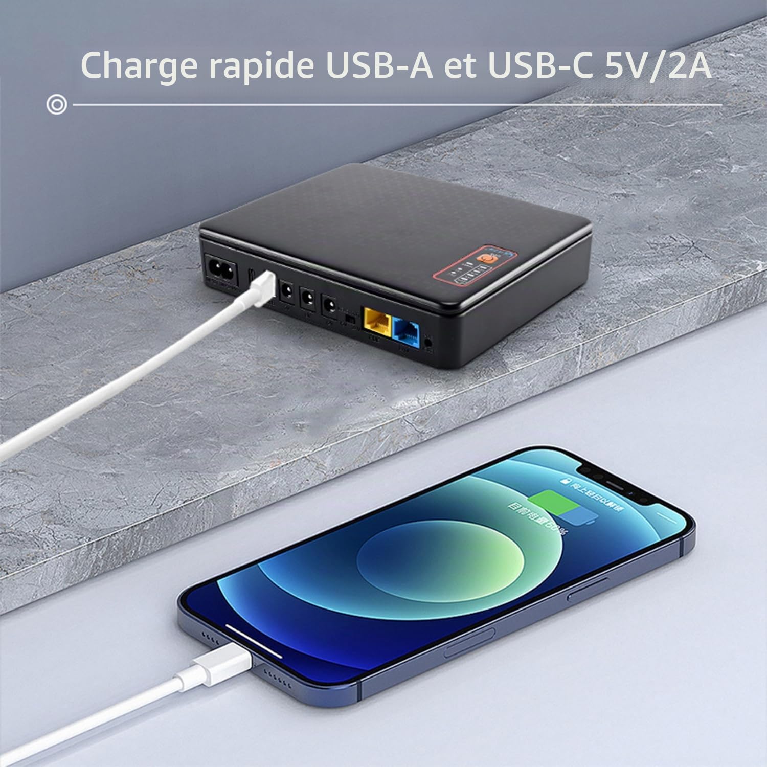 Mini UPS Onduleurs 20800mAh(62Wh) 12V⎓1,5A USB 5V⎓2A Mini Onduleurs Routeur Modem