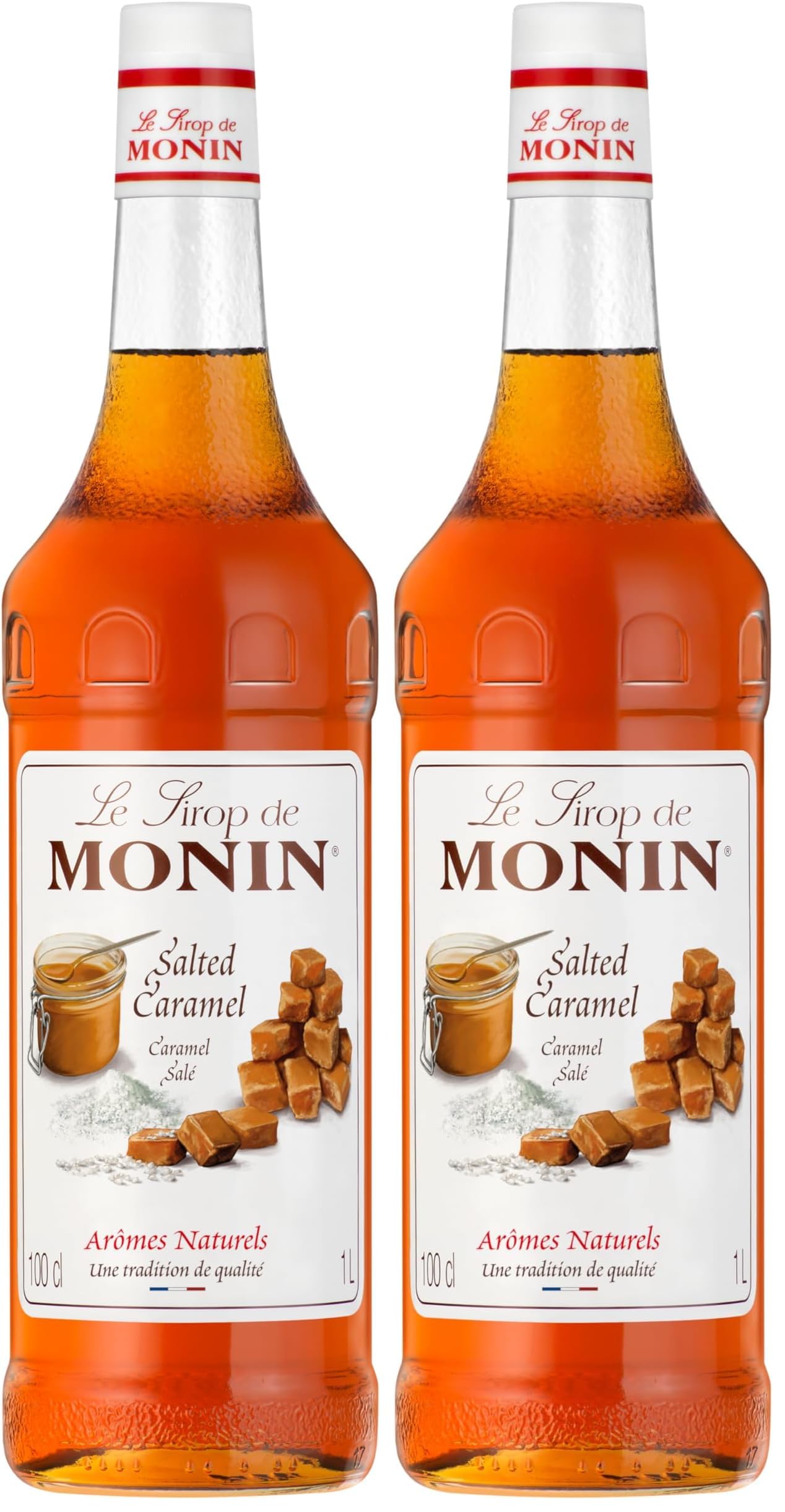 Monin Sirup Salziger Karamell (1 x 1,0l) - Für Kaffeespezialitäten und Desserts - Glutenfrei - Natürliche Aromen - Sorgfältig Karamellisiert - Ohne Künstliche Zusätze (Packung mit 2)