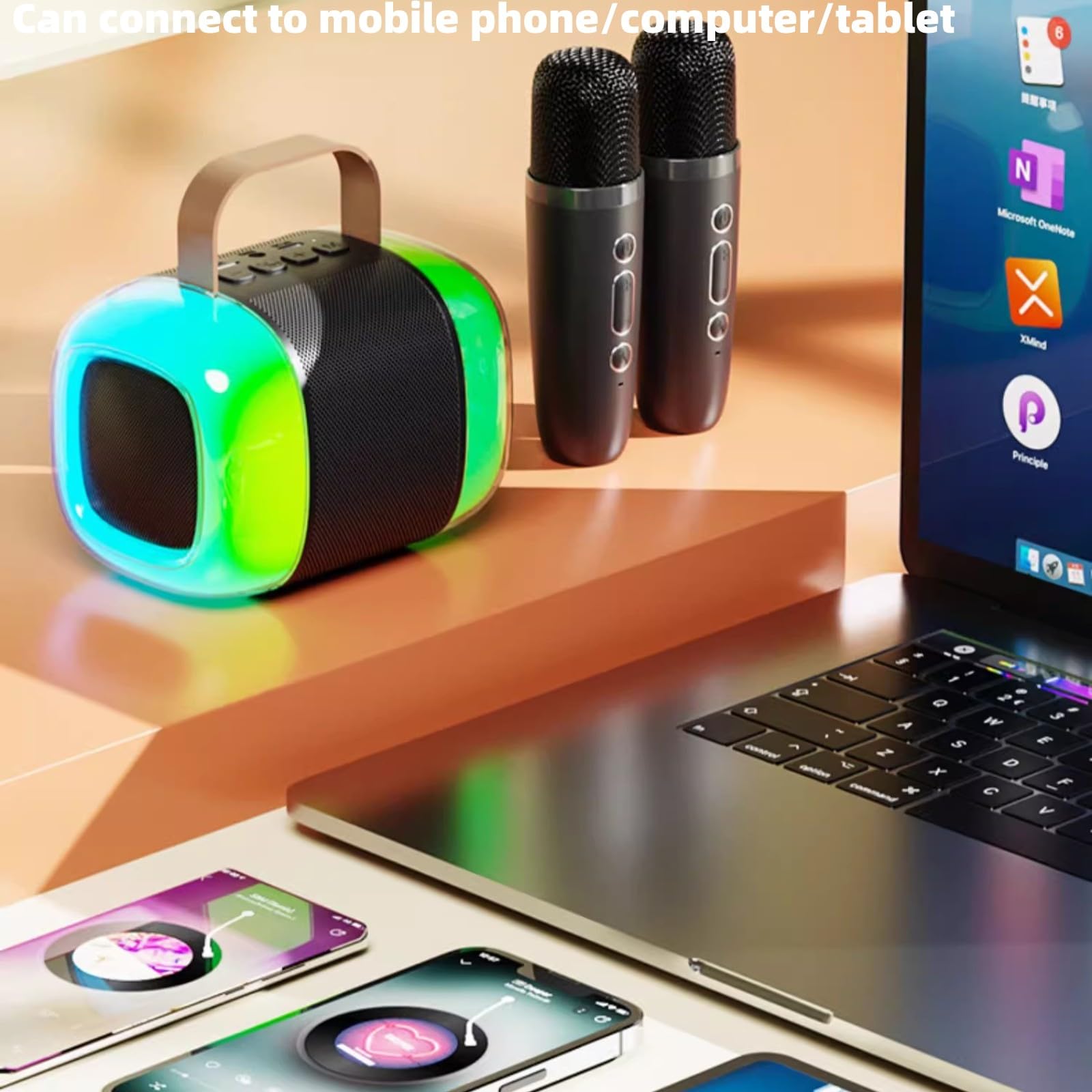 Maszyna do karaoke dla chłopców i dziewcząt z 2 mikrofonami, przenośny głośnik Bluetooth z bezprzewodowymi mikrofonami, zabawki do karaoke ze światłami LED i efektami zmiany głosu, domowe przyjęcie