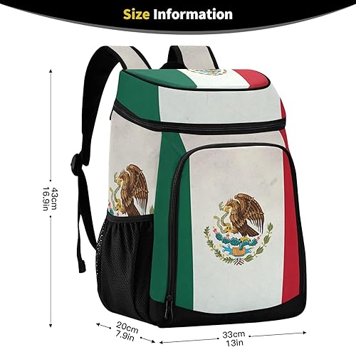 Miniatura 2 de Mochila enfriadora de la bandera de México con aislamiento a prueba de fugas, 36 latas, enfriadora portátil para playa, picnic, compras, senderismo,