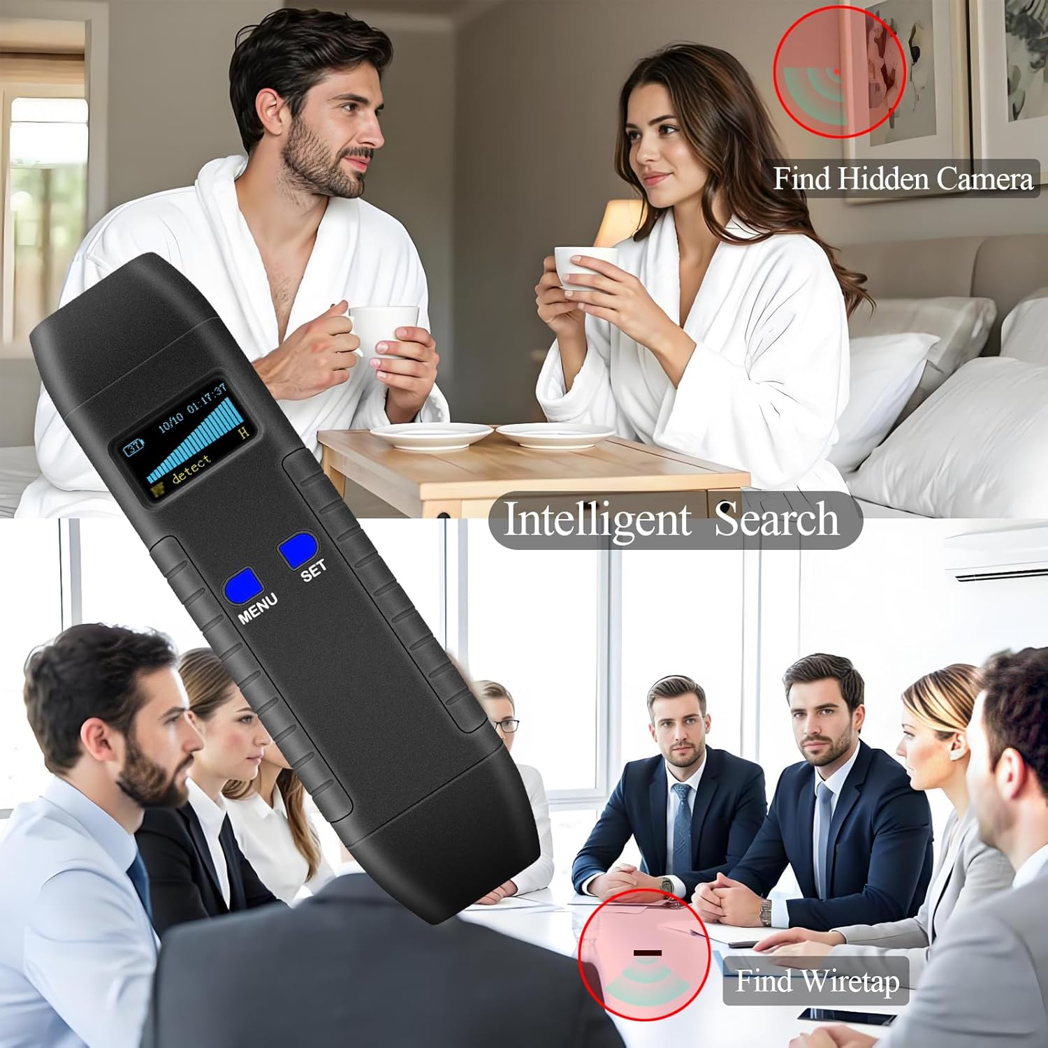 Hidden Camera Detector, RF Bug Finder & GPS Tracker Detector for Privacy Protection, Portable Device for Office, Hotel, Travel & Car - Image 2