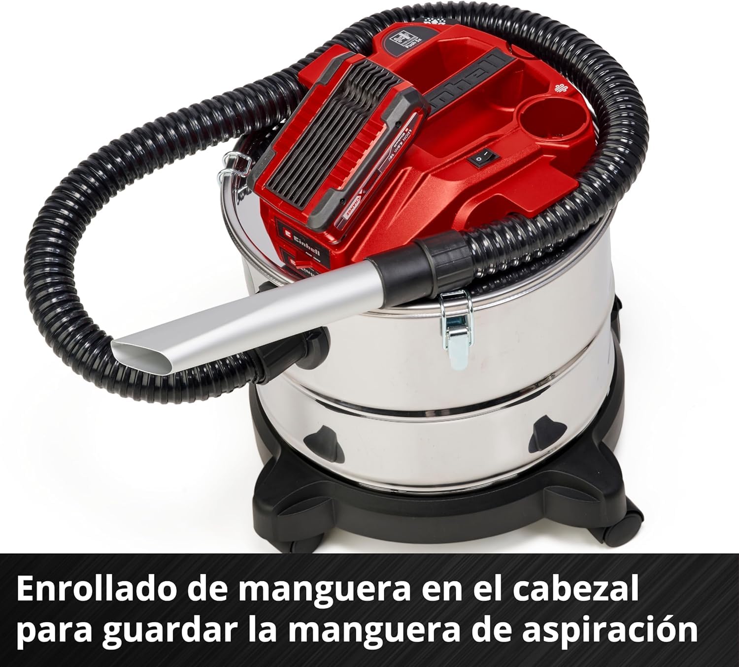 Einhell Aspirador de cenizas inalámbrico - TE-AV 18/15 Li C-Solo PXC. Li-ion, 100 mbar, sistema de limpieza de filtros, recipiente de recogida de 15 L. Suministrado sin batería ni cargador
