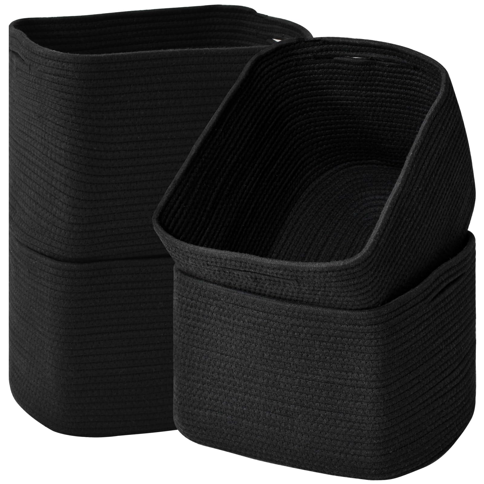 ICERZCZ Aufbewahrungskörbe für Organisation und Regale, gewebtes Baumwollseil, Organisationsbehälter für Hundespielzeug, Kleidung, Bücher, Kinderzimmer, 38,1 x 27,9 x 24,9 cm (L x B x H), 4 Packungen