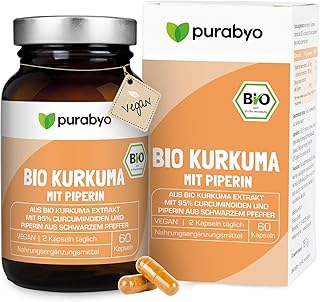 Bio Kurkuma Kapseln | im Glas | Bio Kurkuma Extrakt hochdosiert mit 95% Curcuminoiden | mit Piperin aus schwarzem Bio Pfeffer | Bio-Qualität | vegan, laborgeprüft und in Deutschland hergestellt