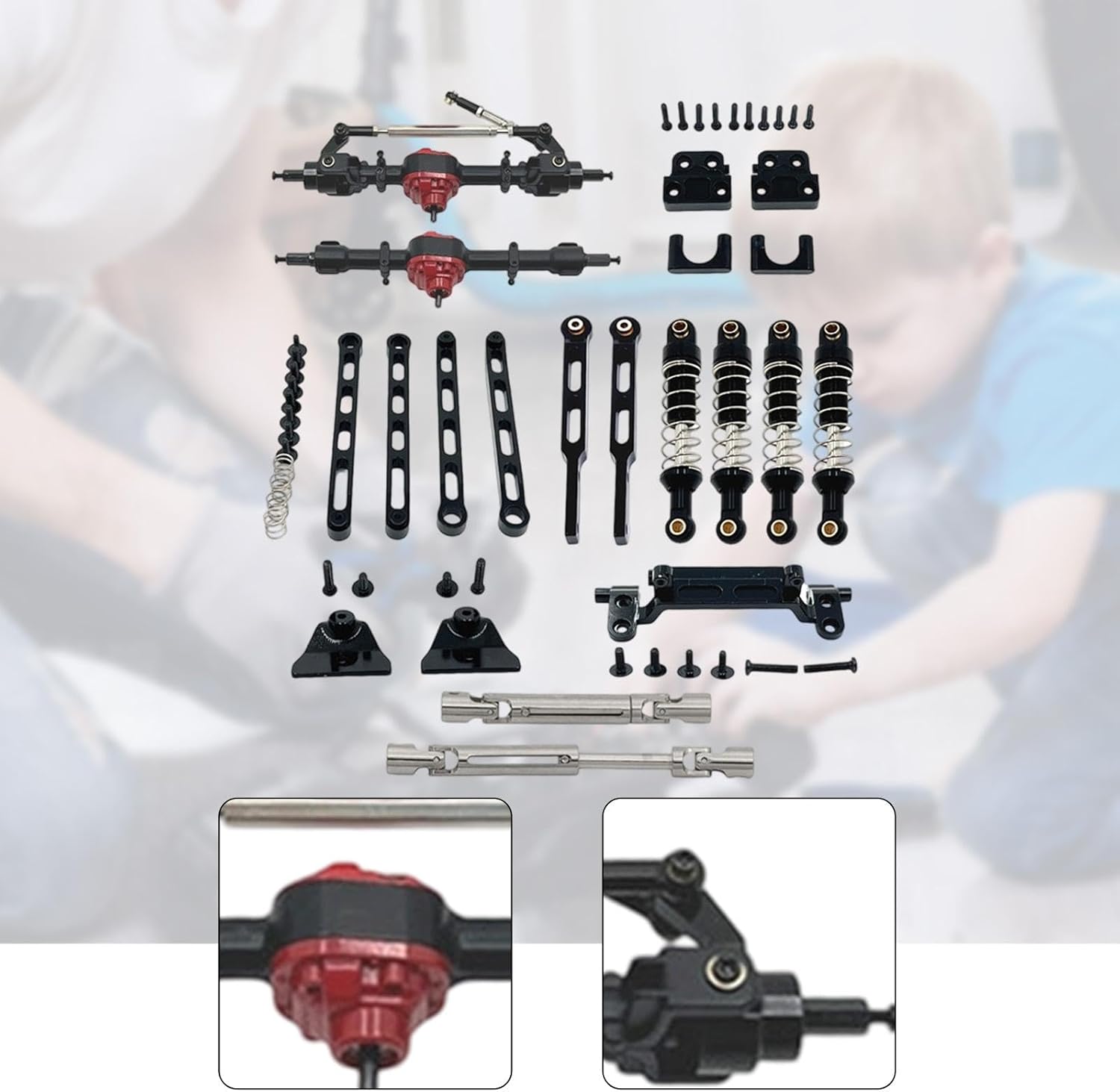 1:12 RCカー用車軸セット プルロッド DIY改造アクセサリー ヘビーデューティーリンクロッドとショックアブソーバー モデルカー