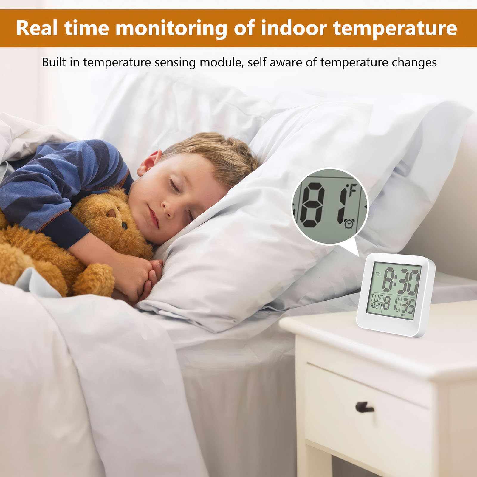 ALLOMN Orologio digitale da bagno, impermeabile, timer con conto alla rovescia, indicatore di temperatura, orologio da bagno, orologio da doccia con ventosa e occhiello di sospensione, supporto per