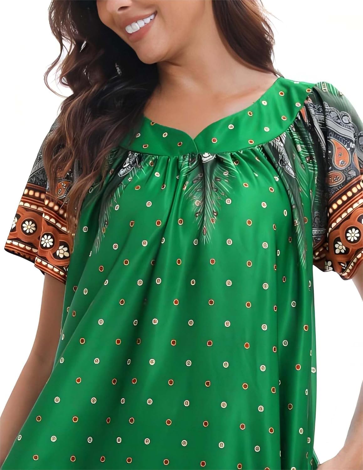 2 Pack House Dresses for Women with Pockets Moo Moos Nightgowns Short Sleeve Mumu Lounge Dress - Image 6