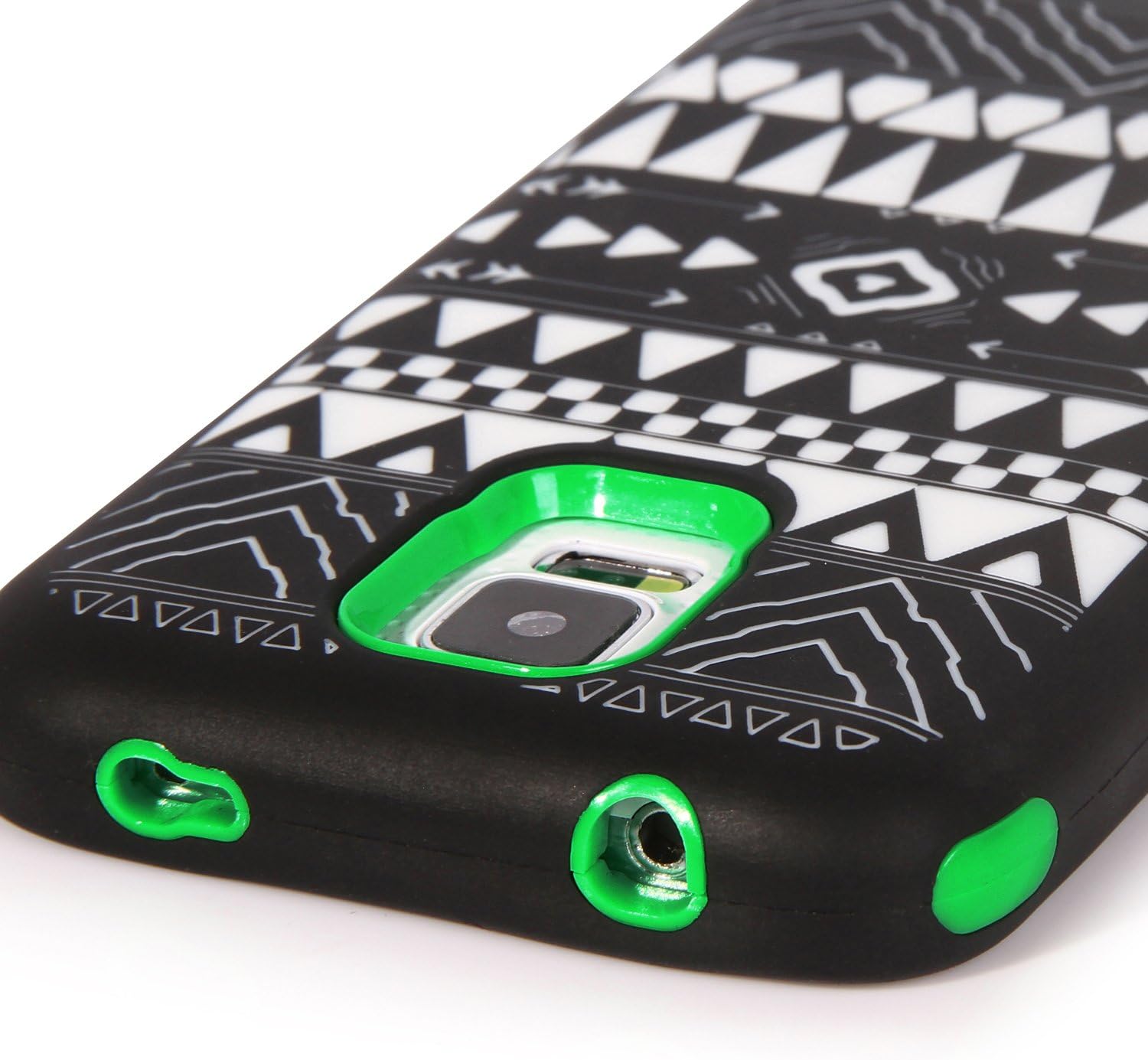 E LV Full Body Protective Phone Case with 1 Black Stylus, 1 Screen Protector and 1 E LV Microfiber Sticker Digital Cleaner, Tribal Green