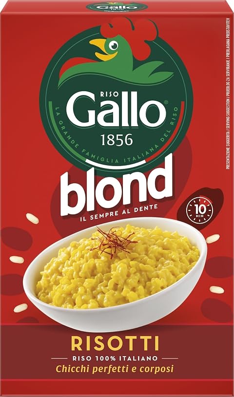 Riso Gallo, Riso Blond Risotti con Chicchi, Chicchi Corposi ideale per Risotti, Cottura 10 Minuti, 1 kg