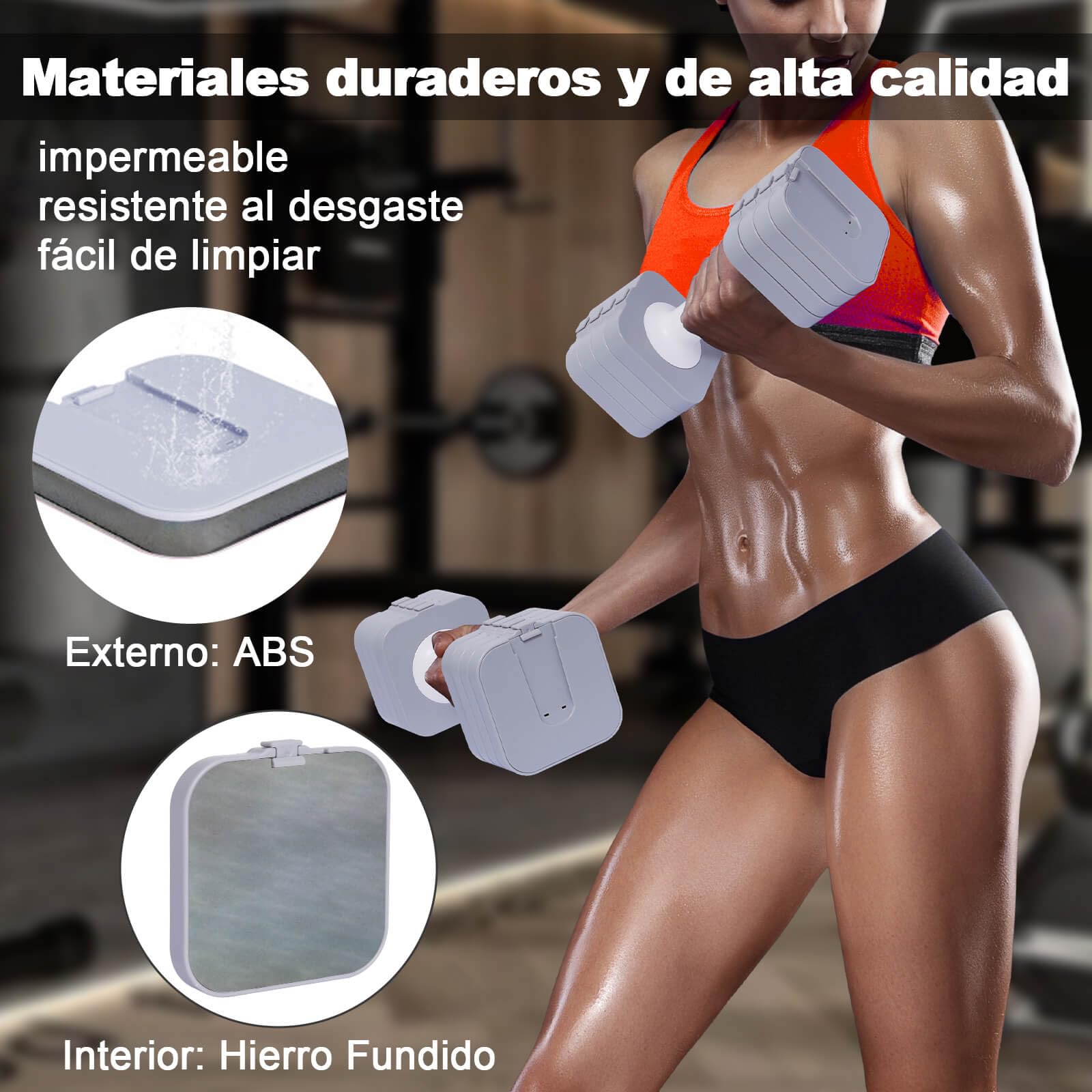 Mancuernas Ajustables, Mancuernas 10KG(2 * 5KG), Impermeable y Ahorrar Espacio, Fácil de Ajustar, Pesas y Mancuernas, Pesas Ajustables, Ideales para Entrenamiento Gimnasio en Casa