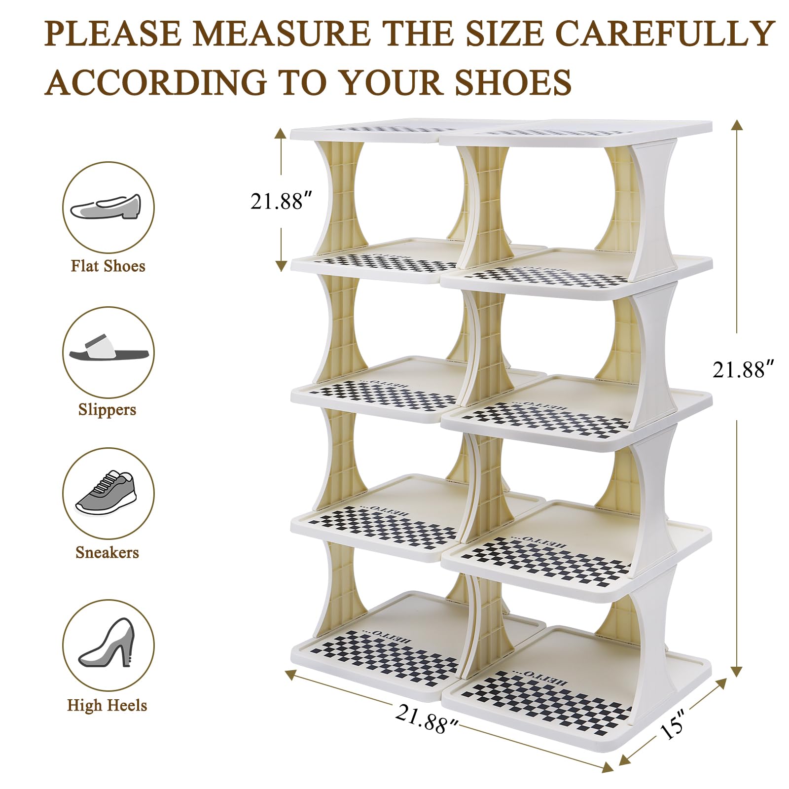 Stackable Standing Shoe Storage Vertical Shoe Rack Shelf 10 Tier, Free Standing Shoe Stand, Stackable ...