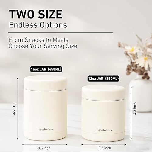 Miniatura 6 de Juego de 2 tarros de alimentos aislados de acero inoxidable (16 onzas + 12 onzas), boca ancha, termo de sopa para almuerzo de comida caliente,