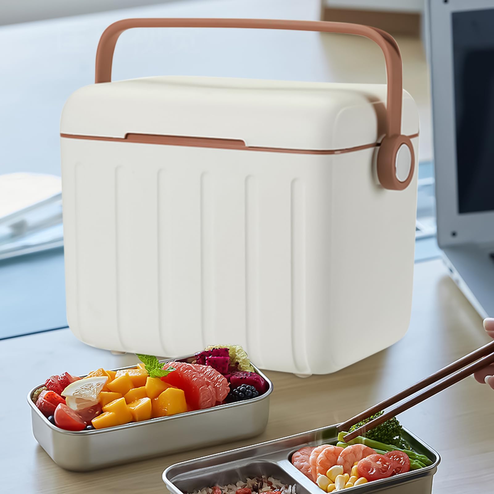 Borsa termica termica per esterni, 27 x 24 x 19 cm, contenitore portatile da 6 l, contenitore compatto per bevande con 6 pacchetti di ghiaccio, per spiaggia, viaggi, picnic, campeggio, escursionismo