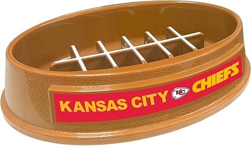 Miniatura 6 de NFL Super-Bowl Kansas City Chiefs - Cuenco de alimentación lenta para perros y gatos. Diseño de fútbol para una digestión saludable. Antideslizante