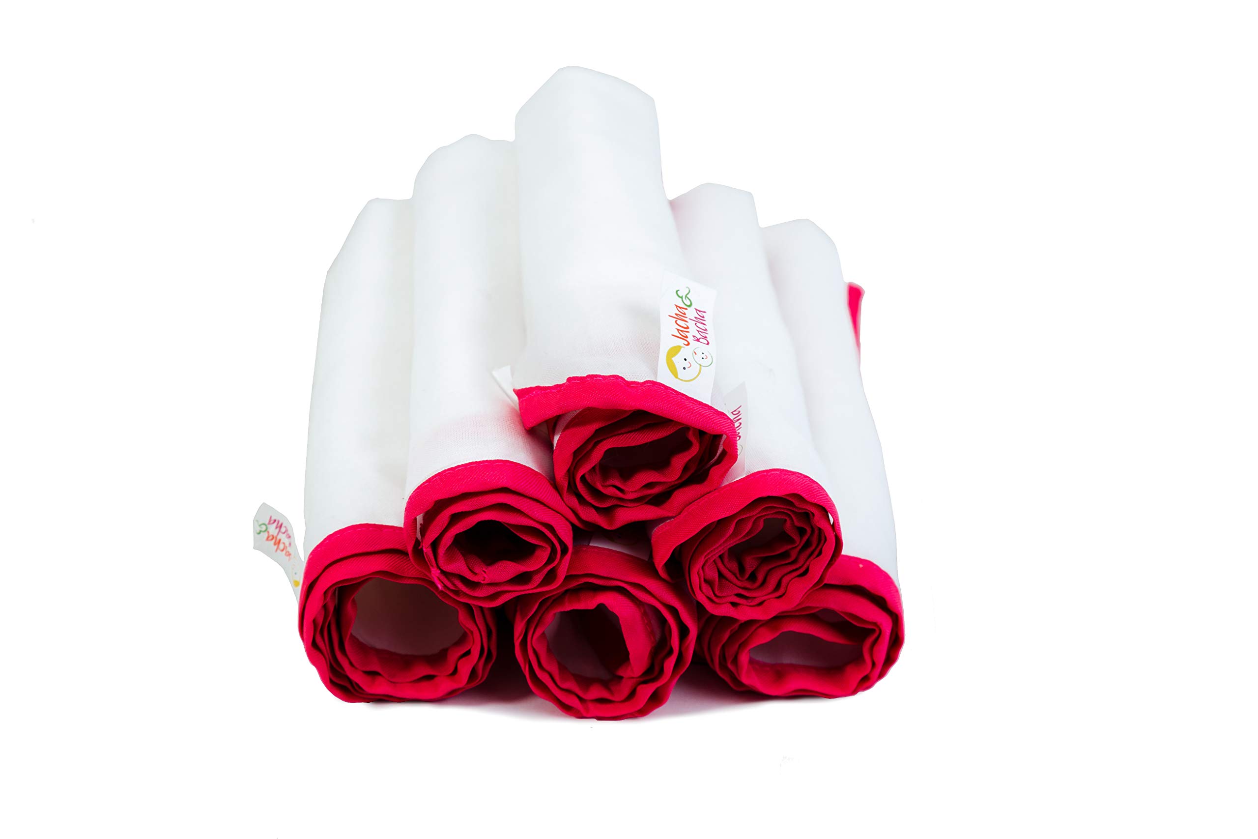 JnB Jacha & Bacha Pure Soft Cotton Dhoti Serwetki dla niemowląt / dzieci, zestaw 6 serwetek, szybkoschnąca chusteczka dla niemowląt, małych dzieci, młodych dorosłych, nie podrażniają skóry (różowe)