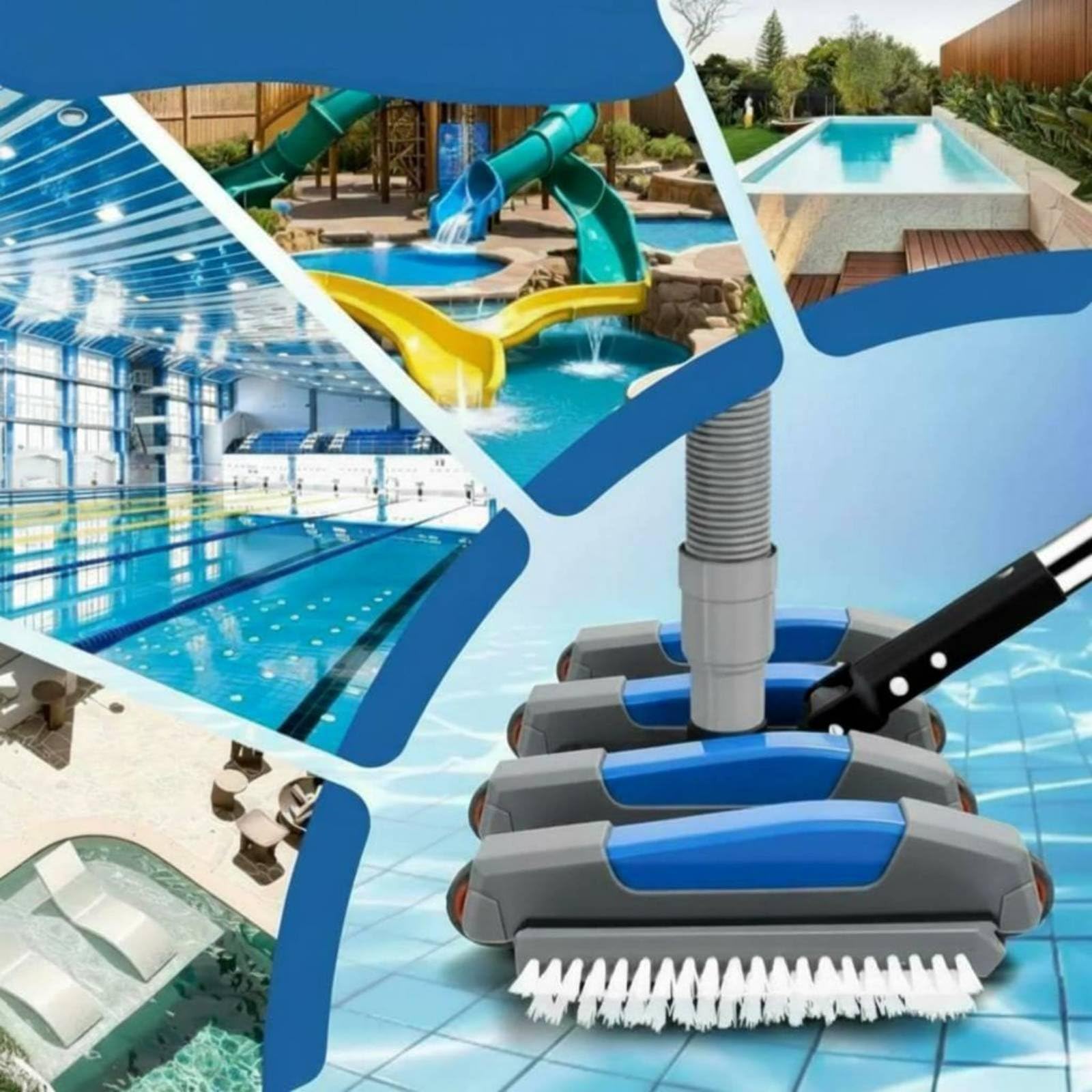 Tête de Brosse de Nettoyage de Piscine Aspirateur Brosse Suceur roulettes Connexion d'Aspiration Stable et Maintien sur Parois et Fond Adaptée à Piscines Enterrées Spas Extérieurs