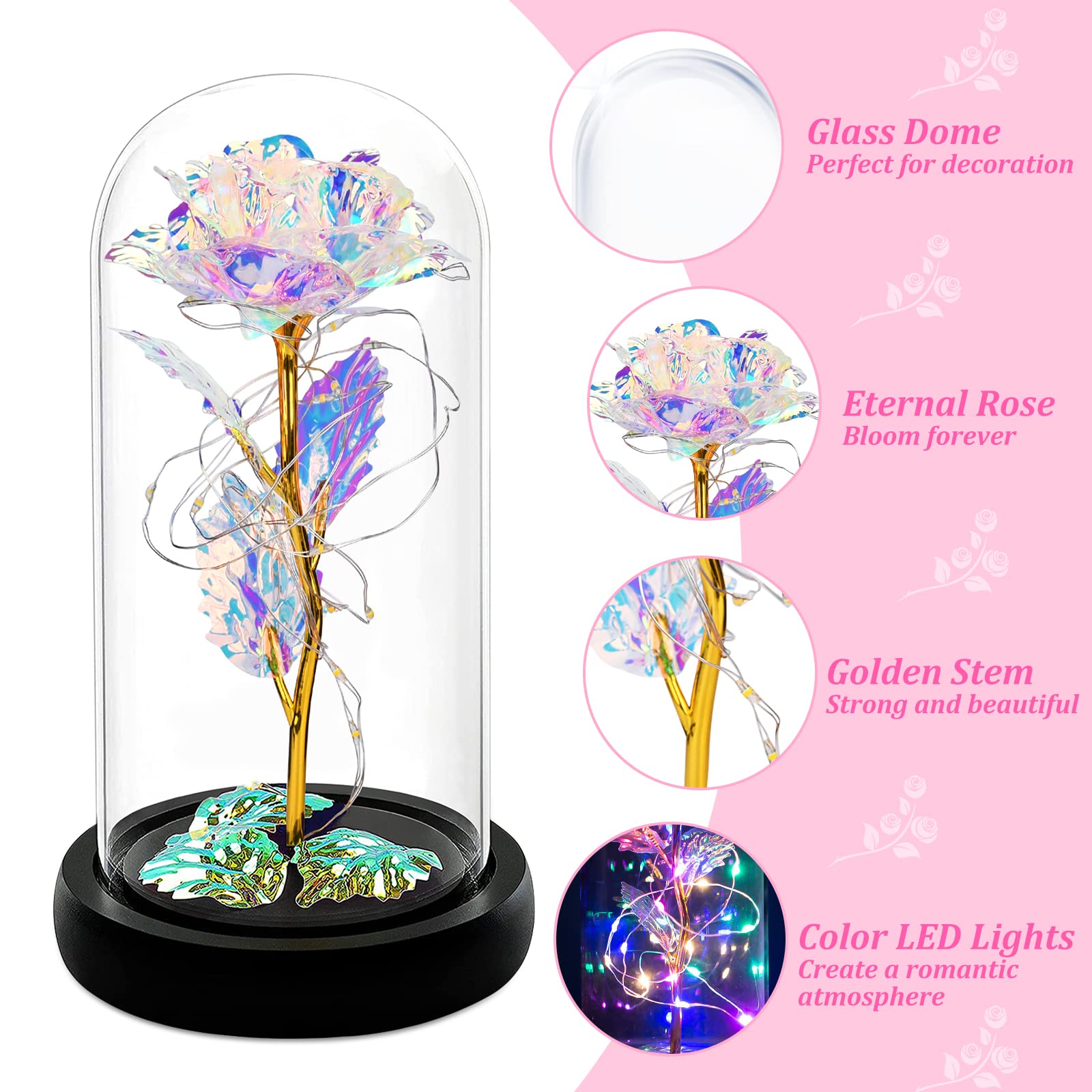 Caixa De Presente Forever Rose Glass Dome Rosa | Parcelamento sem juros