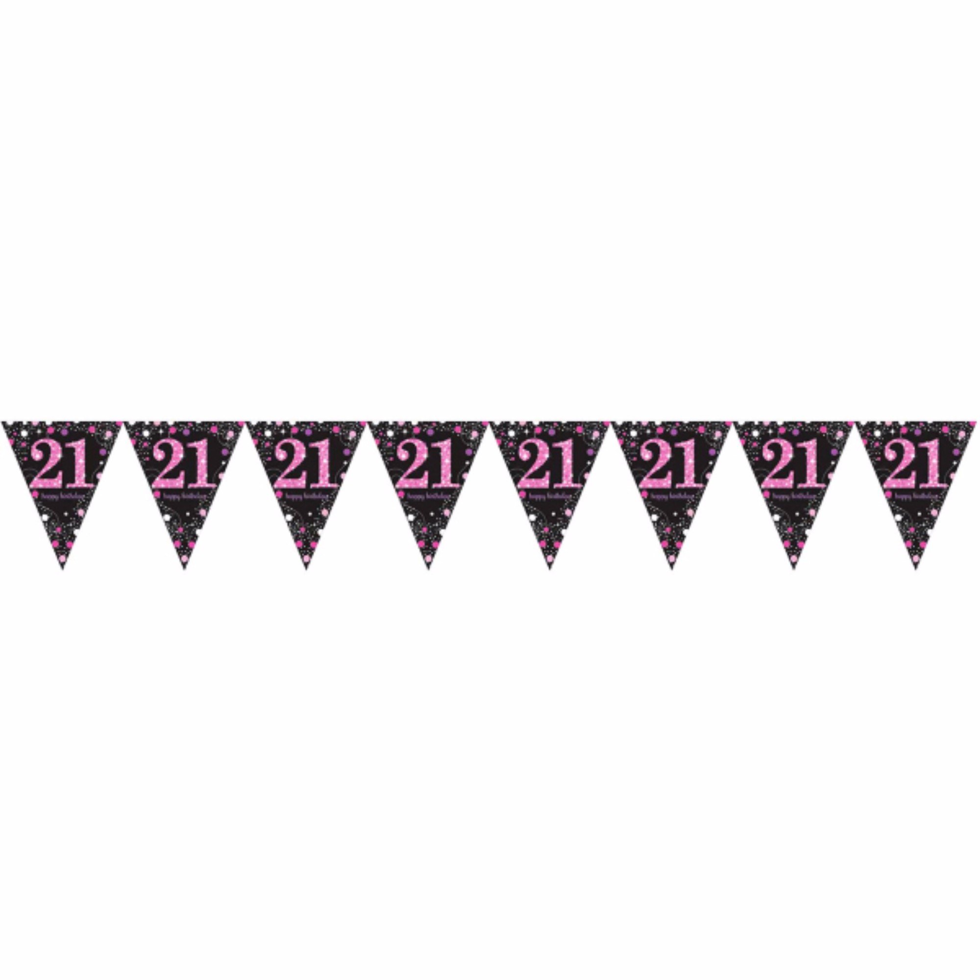 Amscan Black/Pink Adult Celebration 21St Birthday Plastic Pennant Bunting