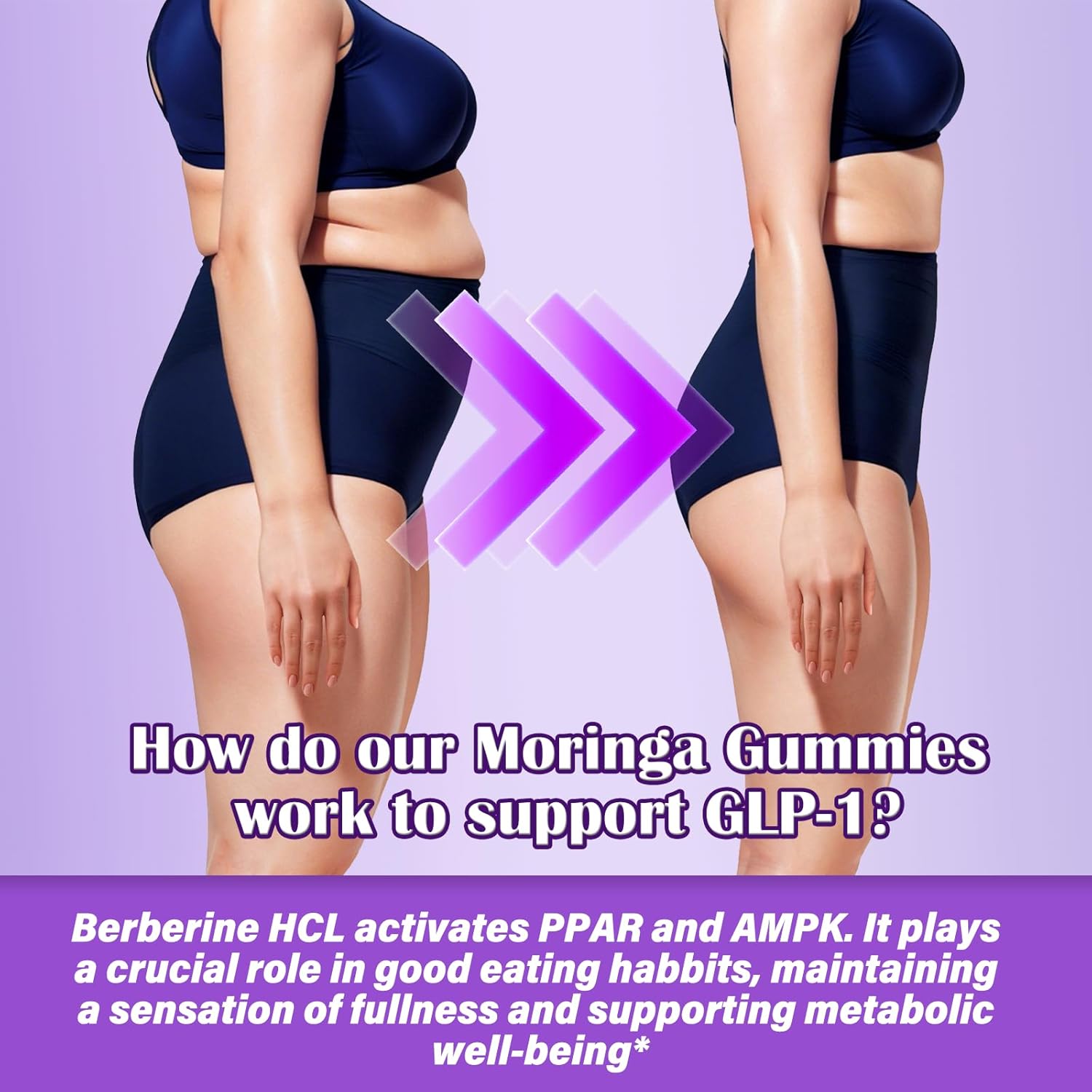 2 Packs Organic Moringa Oleifera Gummies for Women & Men, 8-in-1 Superfood Blend w. Berberine HCl & Moringa Leaf Extract for GLP-1 Support & Energy Immune Joint & Gut Health Sugar-Free
