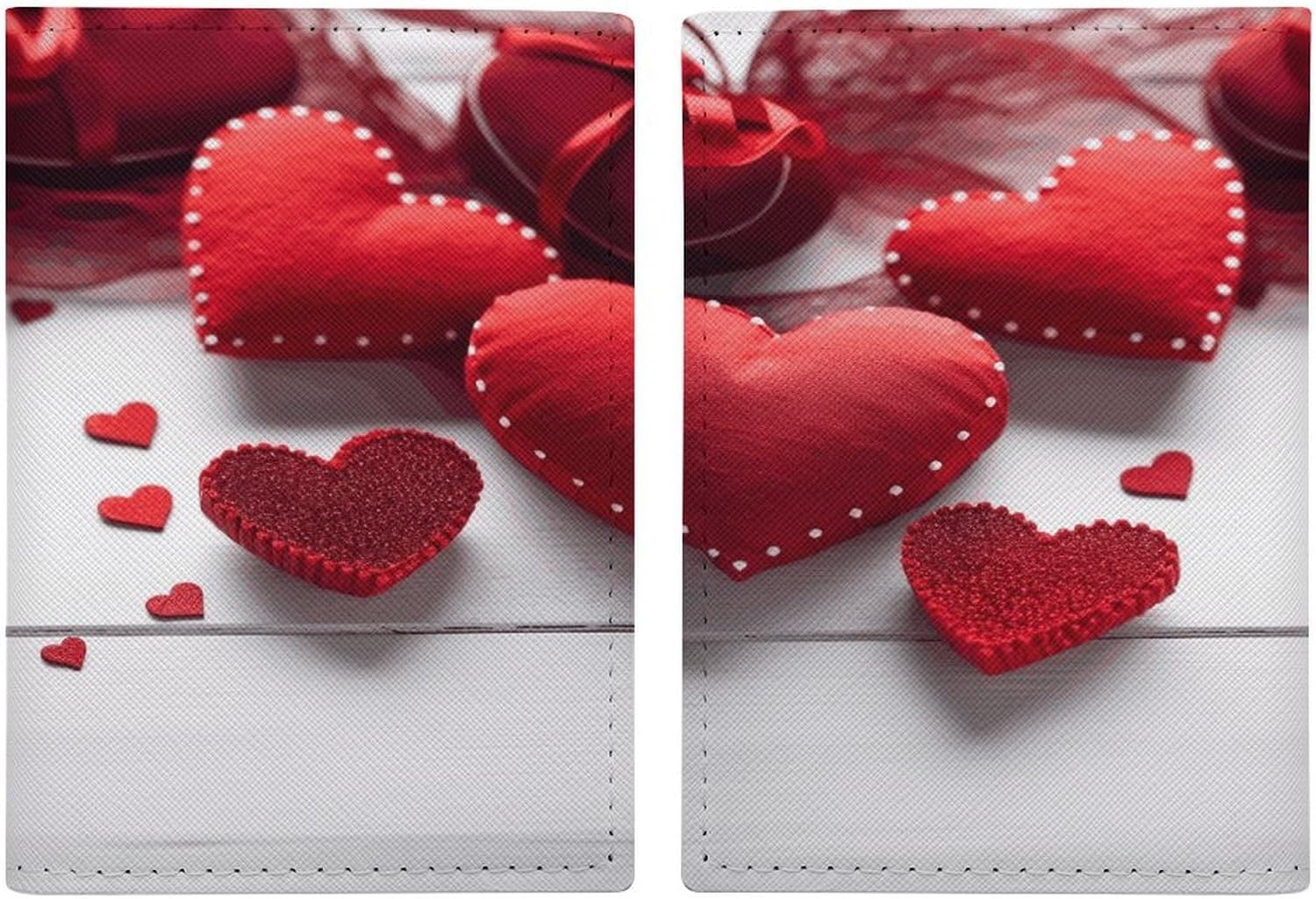 Handmade Red Hearts Passport Holder for Adult Leather Passport Cover Portable Passport Wallet Fashion Travel Document Organizer Exquisite Passport Protector Credit Card Holder