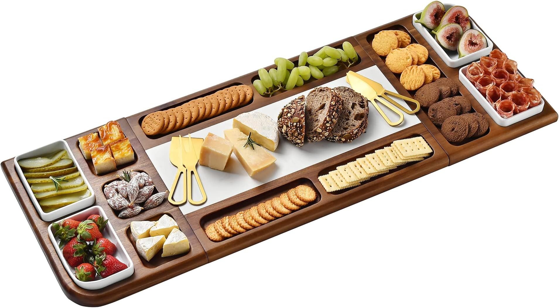 Shanik Premium Marble Charcuterie Board - Magnetic Cheese and Meat Board, Double-Sided Serving Tray and Cutting Board - Gift for Any Occasion Quality Assured (Without Engraving)