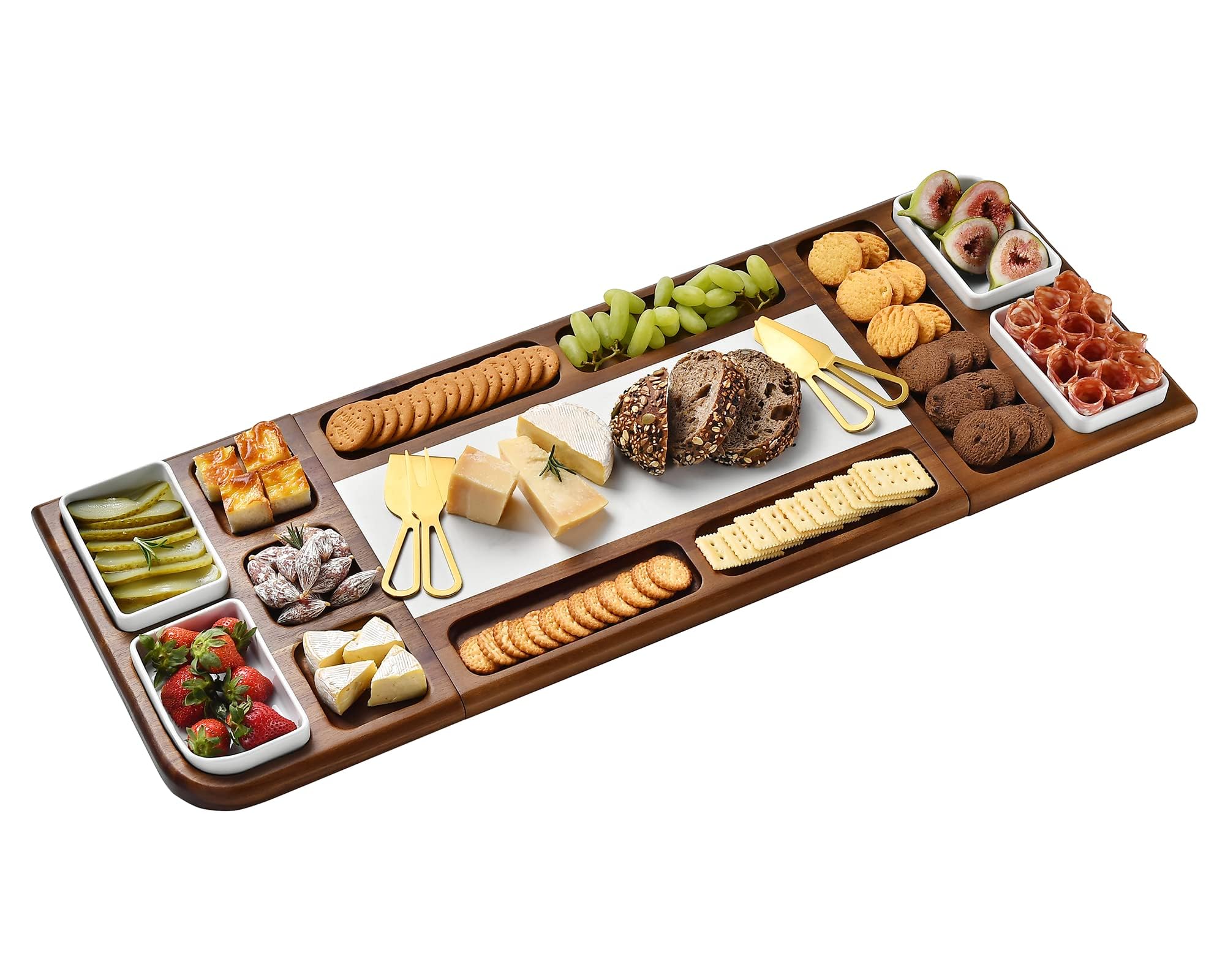 Shanik Premium Marble Charcuterie Board - Magnetic Cheese and Meat Board, Double-Sided Serving Tray and Cutting Board - Gift for Any Occasion Quality Assured (Without Engraving)