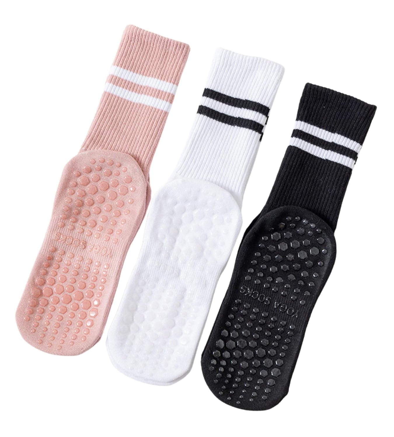INANIR Pilates Socks With Grips for Women Cute Non Slip Crew Gripper Yoga Sock-Grippy Sticky for Hospital Dance