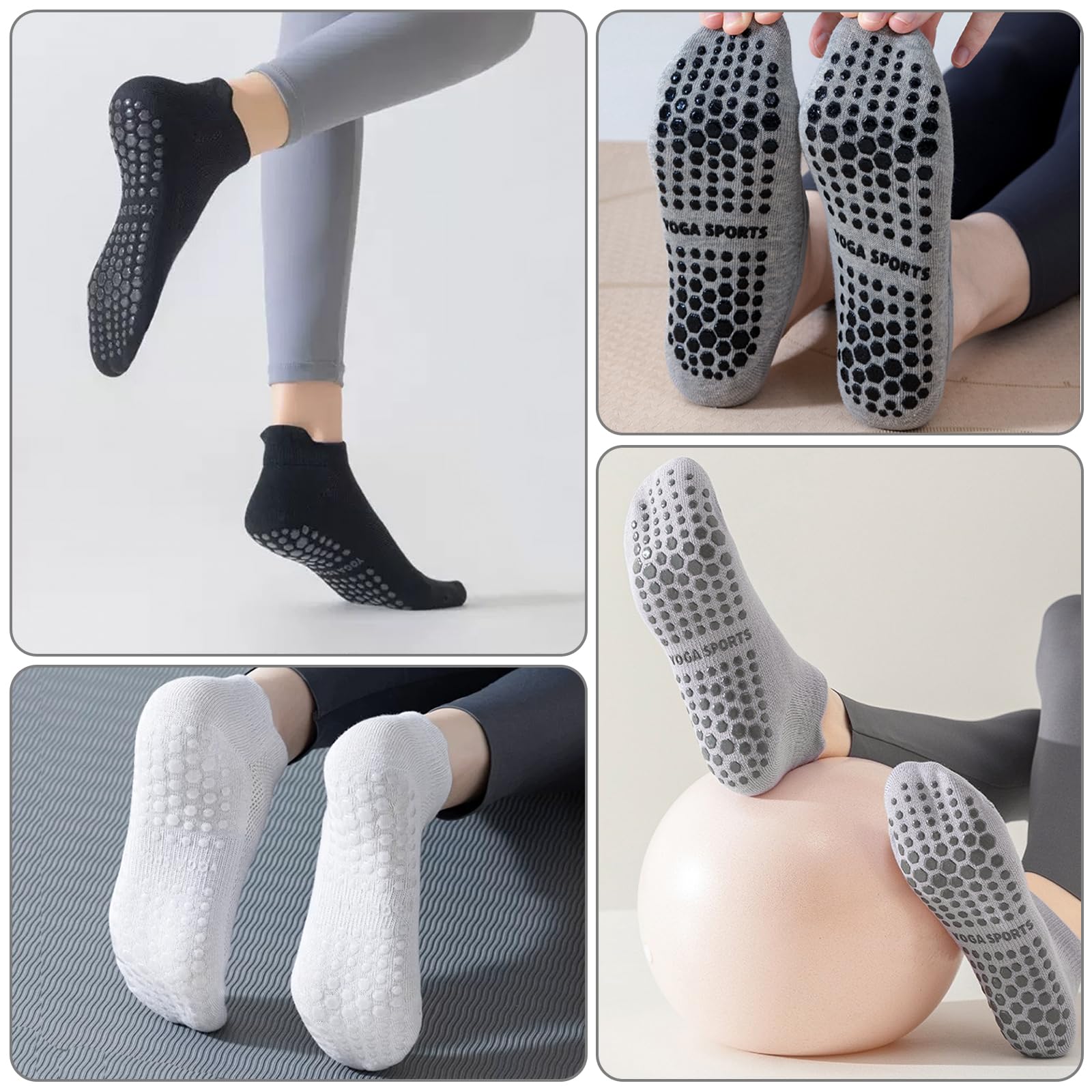 winbest 8 par skarpet antypoślizgowych do pilatesu, skarpety damskie do jogi, antypoślizgowe skarpety damskie do pilatesu, jogi, tańca przy drążku, baletu, fitnessu 35-42