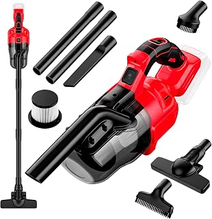 Cordless Vacuum Cleaner for Milwaukee 18V Battery,Handheld Vac 100 AW,55CFM with Multi Attachment,HEPA Filter for Travel Van,Home Car Floor Carpet,Pet Hair Debris (Red)