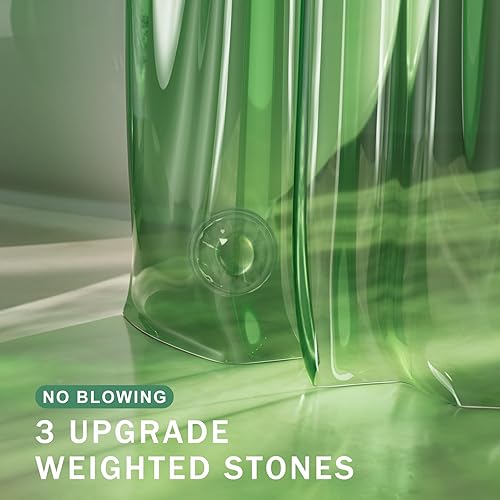 Miniatura 3 de AmazerBath Forro de cortina de ducha, 100% EVA, suave, verde transparente, resistente, cortina de ducha y forro 2 en 1, 72 x 72 pulgadas, forro de