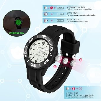 Waterproof Nurse Watch for Medical Professionals,Students, Women Men, Military Time Easy to Read Dial, 24 Hour with Second Hand, Soft and Breathable Silicone Band