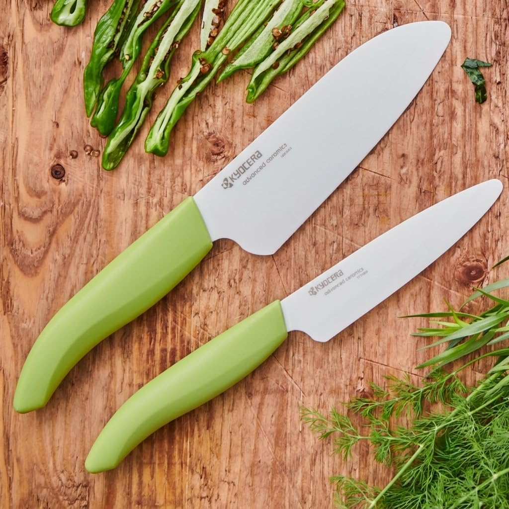 Kyocera FK-110-WH GR Couteau d'Office Manche Vert Lame Céramique Blanche 11 cm
