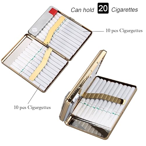 Miniatura 3 de Encendedor de cigarrillos, paquete completo de metal, 20 cajas de cigarrillos regulares, recargable por USB, encendedor de cigarros, sin llama,