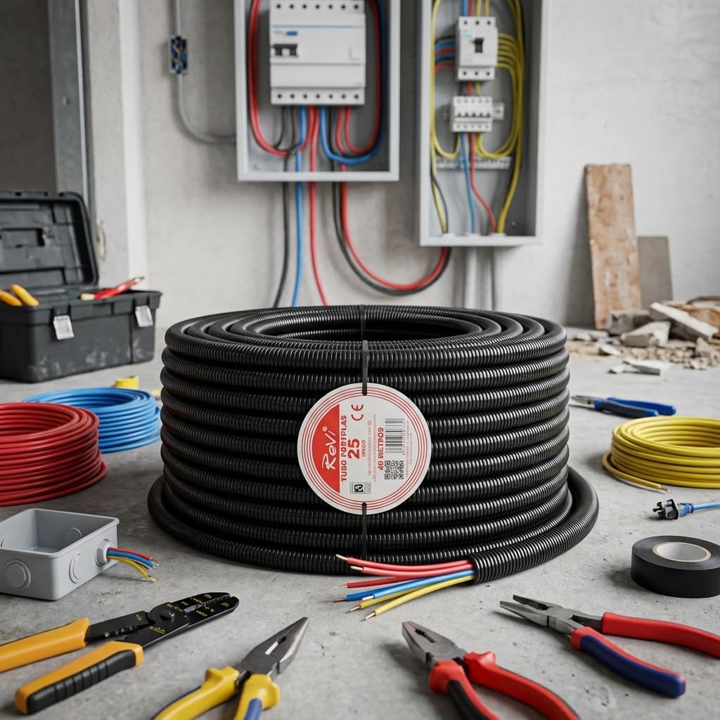 Suinga Tubo Corrugato 25mm 75 Metri | Tubo corrugato con Certificazione Aenor utilizzato per la conduzione di cavi elettrici | Tubo Corrugato Esterno 25 mm | Condotto per cavi elettrici