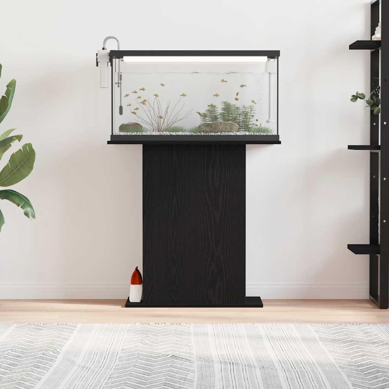 GecheerSoporte para Acuario de Roble Negro 75x36x72,5 cm de Madera de ingeniería