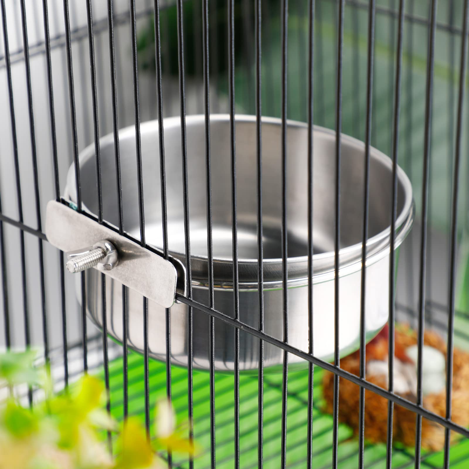 Aoriher 4 Pack Large Bird Feeding Dish Cups 30 oz Stainless Steel Parrot Feeders Food Water Cage Bowls with Clamp Holder for Cockatiel Conure Budgies Parakeet Macaw Small Dog Cat Animal - image 3