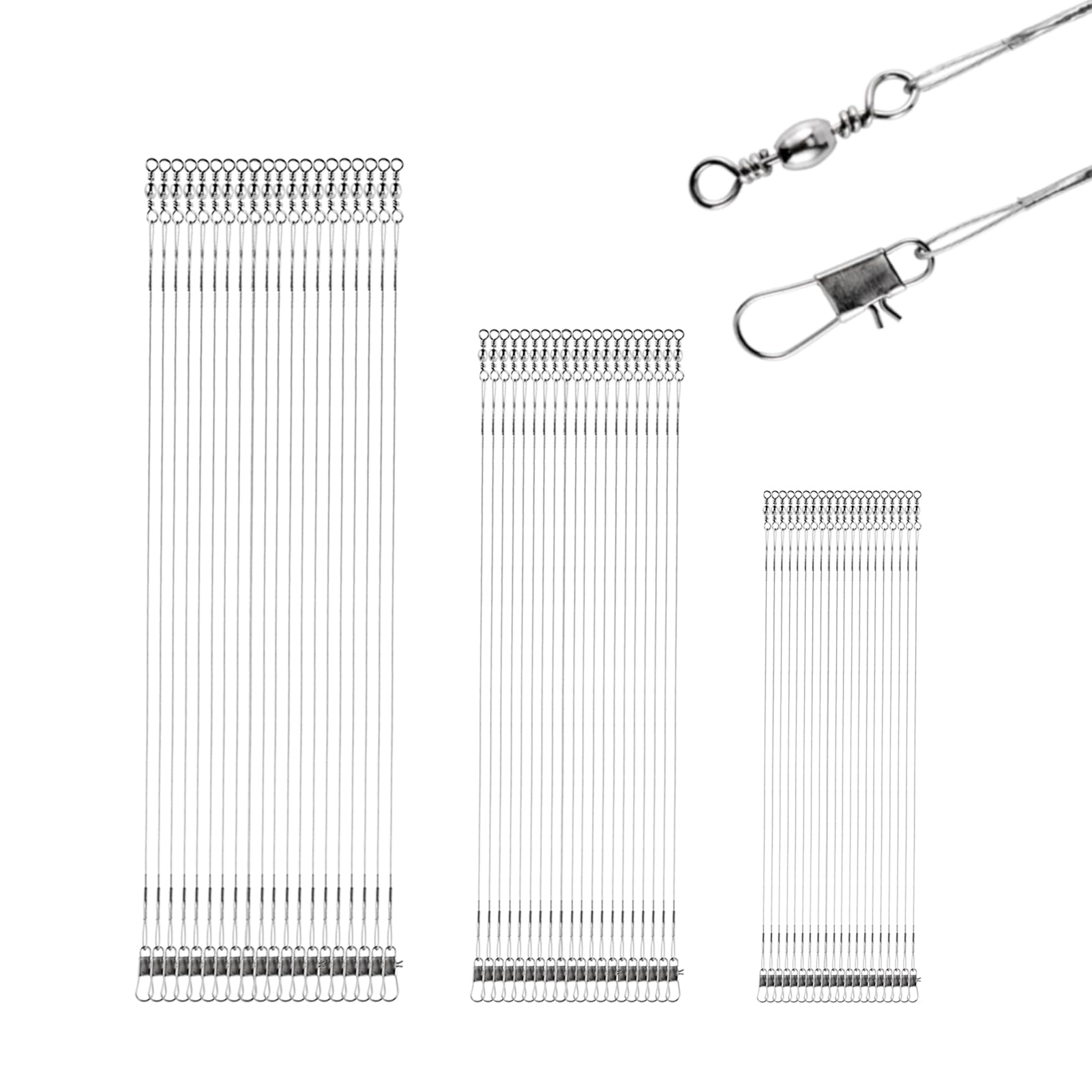 9Tong Stainless Steel Fishing Leader Saltwater Snap Rigs Wire Leader Line High Strength Fishing Leaders Bait White Nickel 60pcs