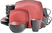 Vista 9 de Gibson Elite Soho Lounge - Juego de vajilla de cerámica de esmalte reactivo, servicio para 4 personas (16 piezas), color azul aguamarina