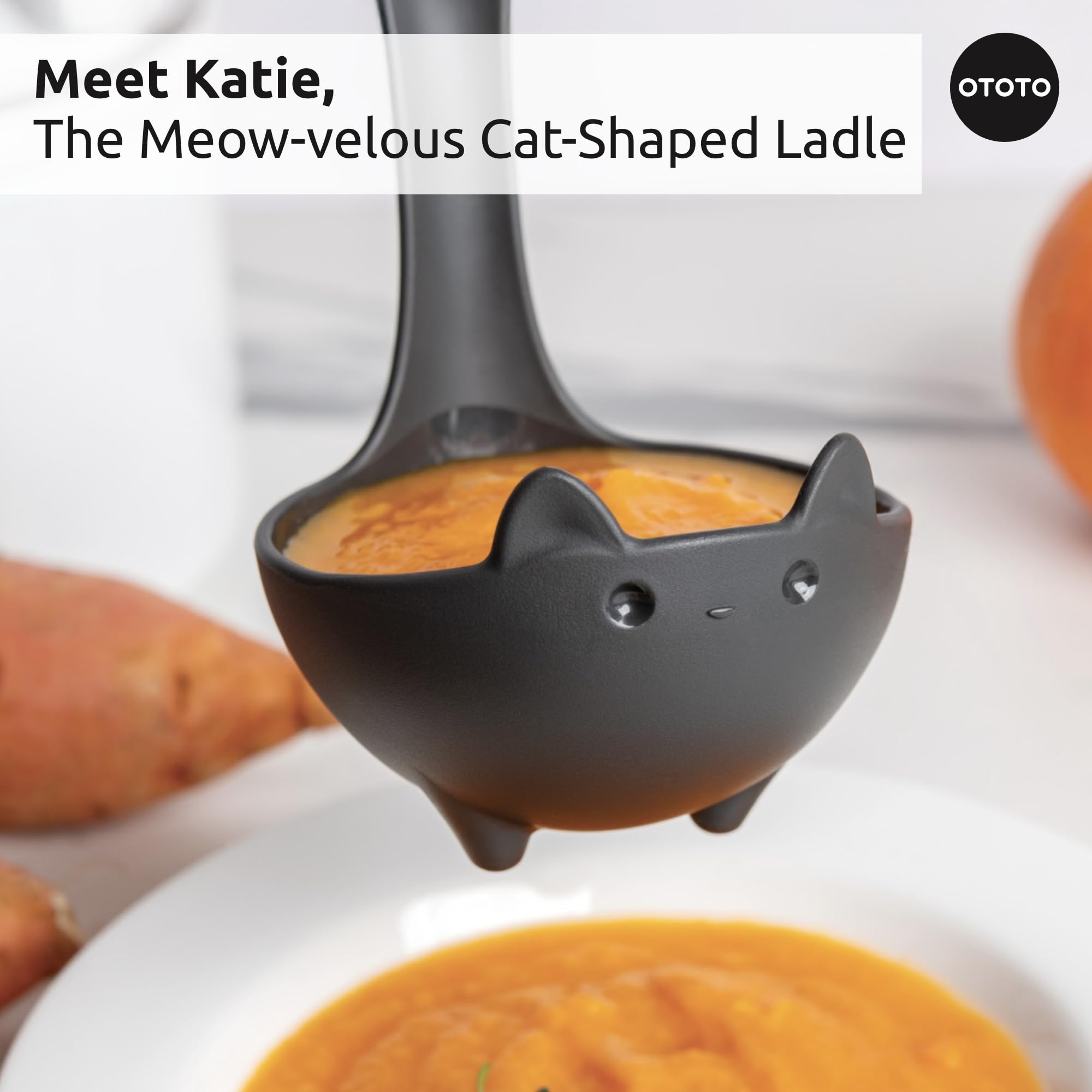OTOTO Muscateers Bundle of Mary Cat, Katie, Kitty – Glas-Schaber-Spatel, Suppenkelle, Pizzaschneider – niedliches Küchenzubehör, gruselige Gothic-Katzen-Geschenke für Frauen, Küchengeschenke