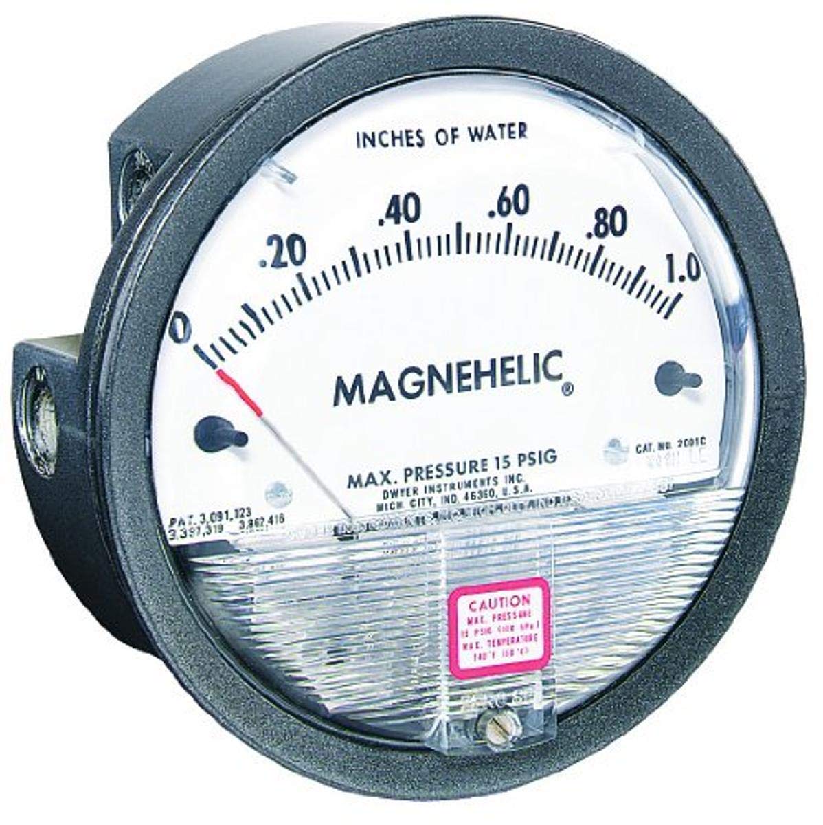 Dwyer Magnehelic Series 2000 Differential Pressure Gauge, Range 0-0.25