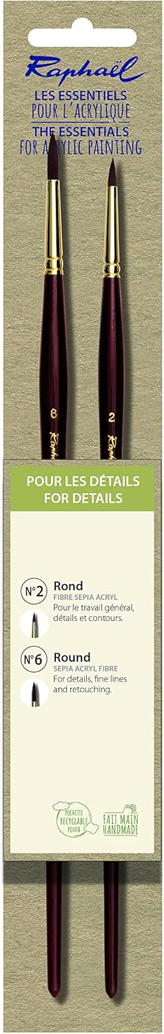 Raphael Essentials Acrylic & Watercolor Brush Set, Acrylic, 2-Brush Set, The Must Haves (P10581.10)