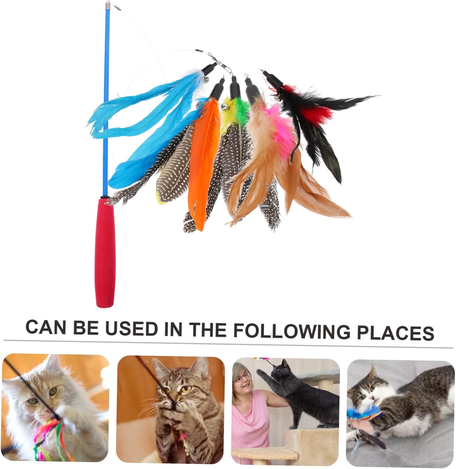 NOLITOY 5sets Smart Interactive Cat Toys Telescopic Cat Teasing Wand Bonding Fun for Boys and Girls