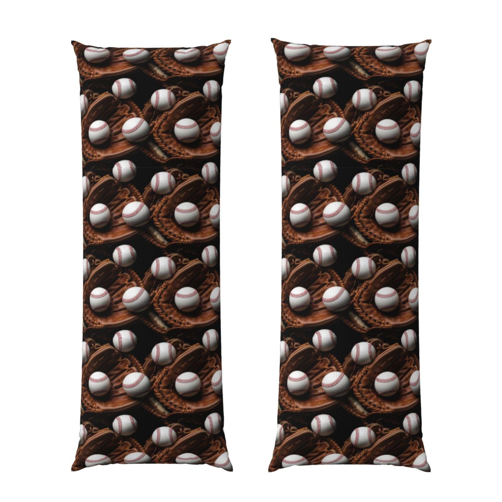 Body Pillow Cover 20x60 Old School Baseball Gloves Balls, Plush Flannel Long Pillowcase with Zipper, Soft Cozy Cushion Protector, Wrinkle Free for Bed Sofa Home