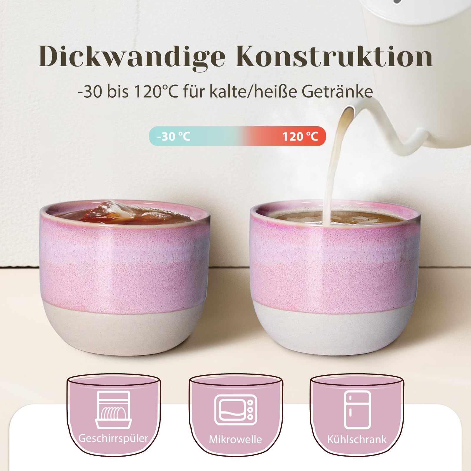 Set van 4 espressokopjes - Kleine Bloem - Groen - Keramiek - Sézane