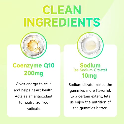 Miniatura 4 de NutriVigor Gomitas CoQ10, suplemento de coenzima Q10 de 200 mg, suplemento CoQ10 de alta absorción para energía celular y salud inmunológica,