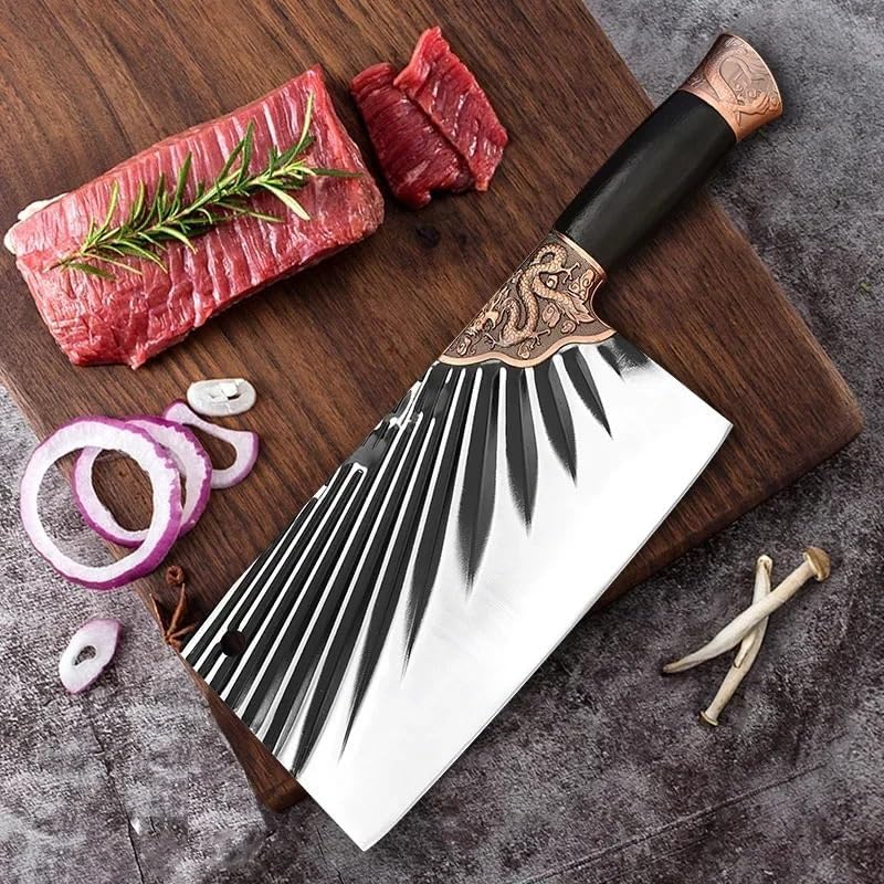 Meat Cleaver, 8 Inch Chinese Knives Cleaver Meat Chopping Vegetables Butcher Knife Wooden Handle Cleaver Knives Hand Forged Blade