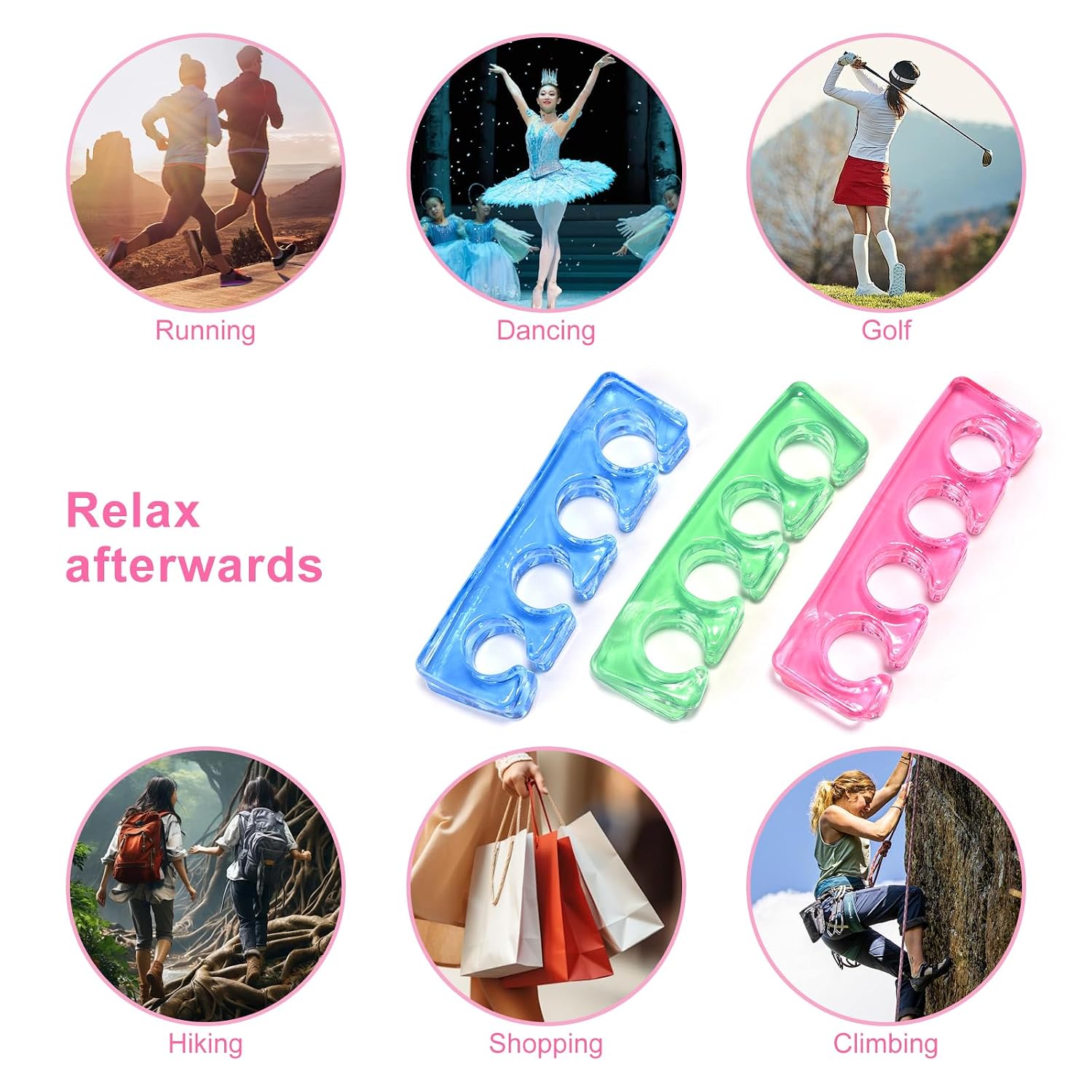 KADS 6Pcs Toe Separators for Pedicure,Toe Separators for Women,Pedicure Toe Separators for Separating Toenails or Nails,Easy Finger and Toenail Polish Grooming,Soft Gel Toe Spacers Pedicure Kit.