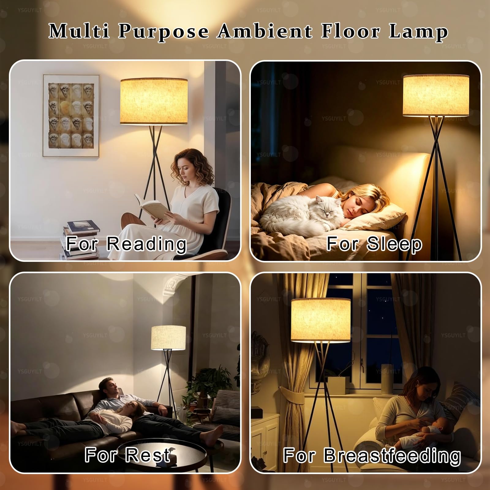 Dimmbare LED Stehlampe mit FußSchalter und Dreifuß,Moderne Stehlampe | Ausgestattet mit E27-GlüHbirne, mit Zwei Farbtemperaturen,Geeignet für Wohnzimmer, Schlafzimmer, Arbeitszimmer und BüRo